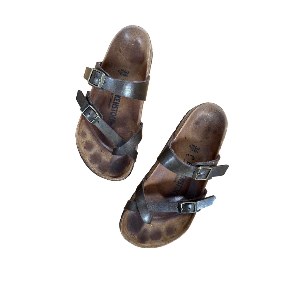 Birkenstock Women's Mayari Birko-Flor leather‎ sandals in brown